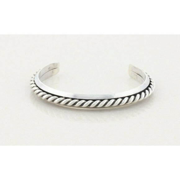 Sterling Silver Cuff Bracelet Rope Design 6 1/2 inch